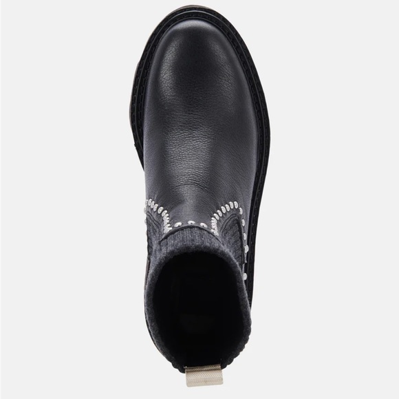 Dolce Vita Stud H2O Boots Black Leather and Knit Chelsea Studded Boot NWT 7.5 - Picture 8 of 9
